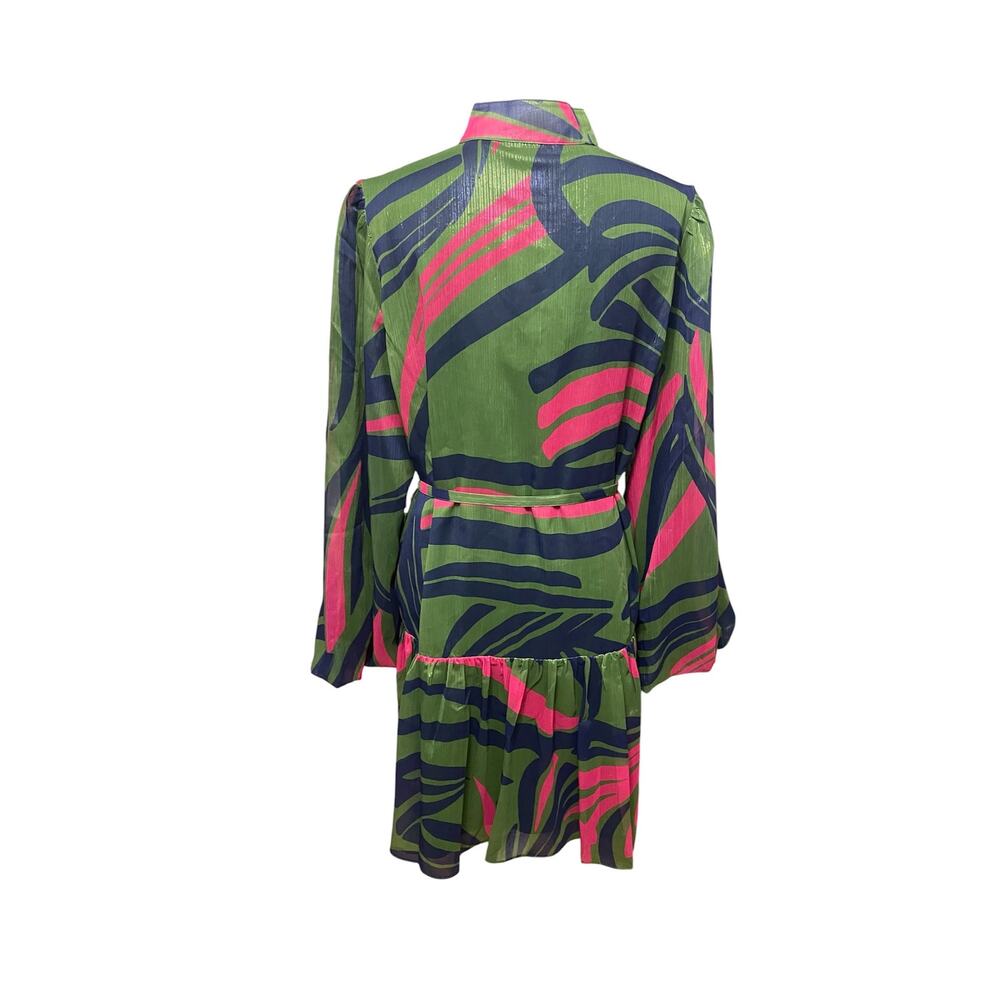Alden Adair Adele Dress L Ribbon Green Pink Mini NWT - Picture 5 of 16